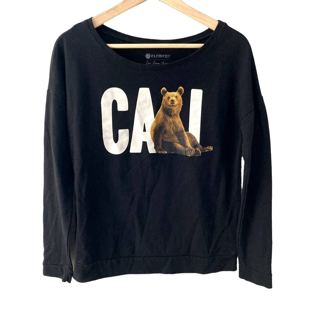 Element Cali Bear Long Sleeve Boatneck Top - Black - Medium
